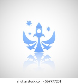 Rocket start icon with reflect.