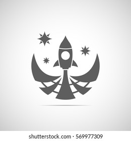 Rocket start icon with shadow.
