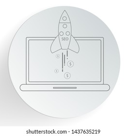Rocket start up icon. Vector illustration.