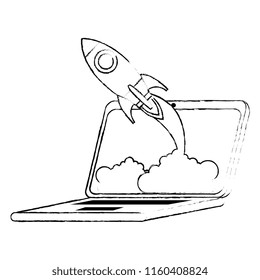 rocket start up in laptop