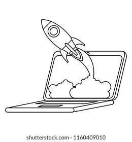 rocket start up in laptop