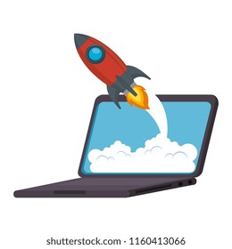 rocket start up in laptop