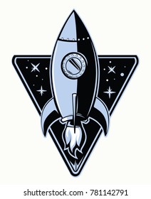 Rocket start up monochrome emblem