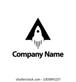 Rocket Start Up Plane Aircraft Flight with Initial Letter A Negative Space Logo Design Inspiration