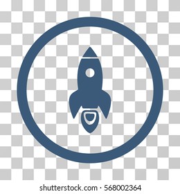 Rocket Start rounded icon. Vector illustration style is flat iconic symbol inside a circle, blue color, transparent background. Designed for web and software interfaces.