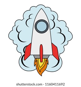 rocket start up with smoke