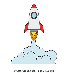 rocket start up with smoke