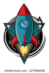 Rocket start up space emblem