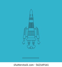 Rocket start, Space rocket launch , Science and shuttle, Business startup, Line vector illustration, Rounded lineart
