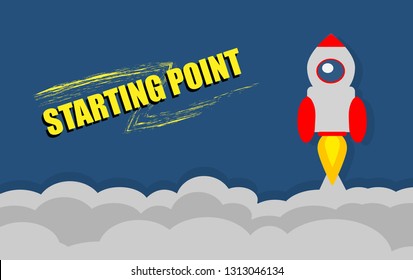 The rocket is starting to rise above the clouds.