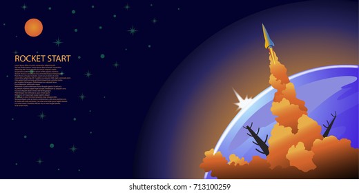 Rocket starting to space the pillar of fire