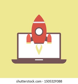 Rocket startup. Business. Rocket ship in a flat style.