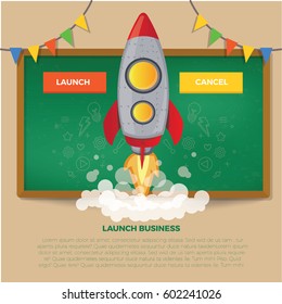 Rocket startup concept design,clean vector