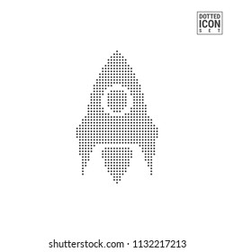Rocket, Startup Dot Pattern Icon. Rocket Dotted Icon Isolated on White Background. Vector Illustration of Rocket. Vector Background for Banner, Certificate, Poster Design, Visiting Card.