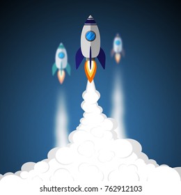 Rocket. Startup. Flat style. Eps 10