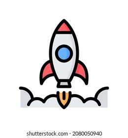 Rocket Startup Icon, Filled Line style icon vector illustration, Suitable for website, mobile app, print, presentation, infographic and any other project.