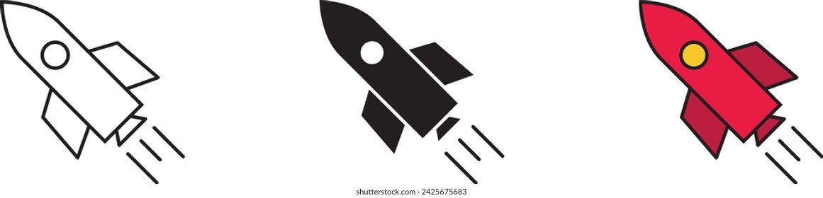 Rocket, Startup icon, Symbol Lined, Isolated and Colored Style. Vector Illustration