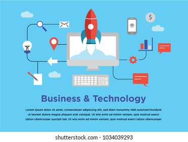 Rocket, Startup, innovation Technology, Business Vector Illustration Template