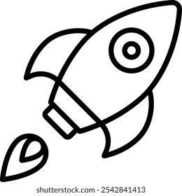 Rocket startup launch line icon