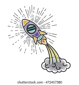 rocket startup launcher isolated icon vector illustration design