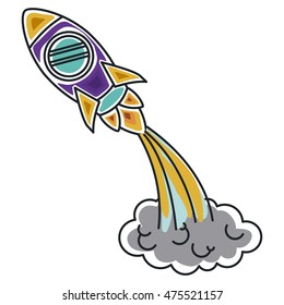 rocket startup launcher isolated icon vector illustration design