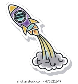rocket startup launcher isolated icon vector illustration design