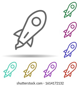 Rocket, startup in multi color style icon. Simple thin line, outline vector of bioengineering icons for ui and ux, website or mobile application