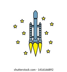 rocket startup with stars vector ilustration