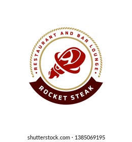 Rocket Steak store logo template - logo design templates for meat store, charcuterie, deli shop, butchery market