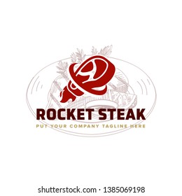 Rocket Steak store logo template - logo design templates for meat store, charcuterie, deli shop, butchery market