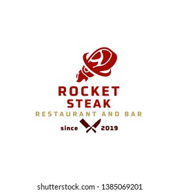 Rocket Steak store logo template - logo design templates for meat store, charcuterie, deli shop, butchery market