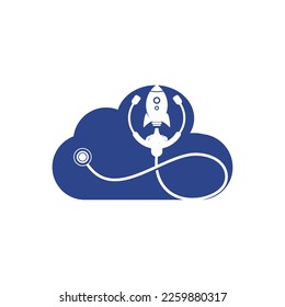 Rocket and stethoscope vector  design template. Medical  concept design.