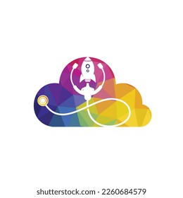Rocket and stethoscope vector  design template. Medical  concept design.