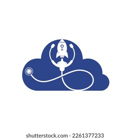 Rocket and stethoscope vector  design template. Medical  concept design.