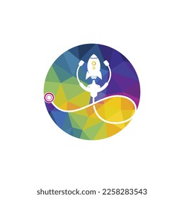 Rocket and stethoscope vector logo design template. Medical logo concept design.