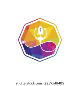 Rocket and stethoscope vector logo design template. Medical logo concept design.