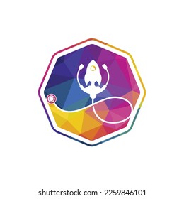 Rocket and stethoscope vector logo design template. Medical logo concept design.