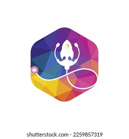 Rocket and stethoscope vector logo design template. Medical logo concept design.