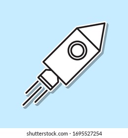 Icono de adhesivo de cohete. Línea delgada simple, contorno vectorial de iconos de espacio para ui y ux, sitio web o aplicación móvil