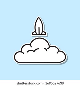 Rocket sticker icon. Simple thin line, outline vector of space icons for ui and ux, website or mobile application