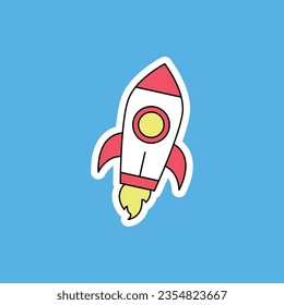 Rocket Sticker Simple Vector Illustration