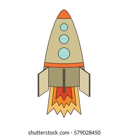 The Rocket with stroke on the white background