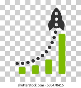 Rocket Success Bar Chart vector icon. Illustration style is flat iconic bicolor eco green and gray symbol on a transparent background.