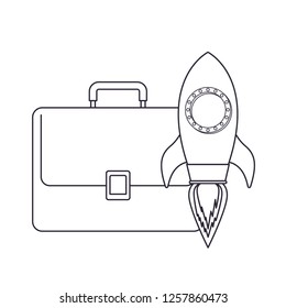 rocket with suitcase isolated icon