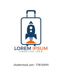 Rocket suitcase tour of travel logo design. travel and tour, suitcase, bag, rocket, vector logo design