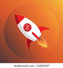 Rocket at sun background, Business startup concept. 