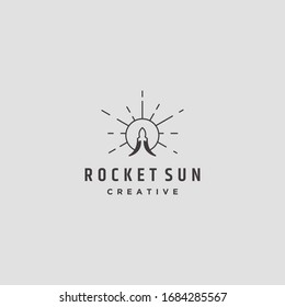 Rocket Sun logo template design in Vector illustration 