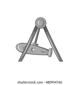 Rocket swing icon in black monochrome style isolated on white background. Attraction symbol vector illustration
