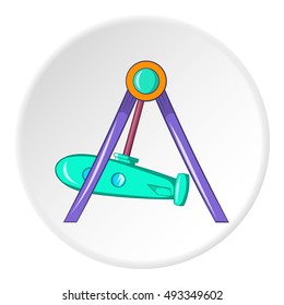 Rocket swing icon in cartoon style isolated on white circle background. Attraction symbol vector illustration