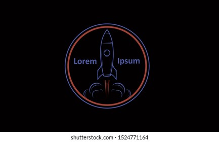 Rocket symbol in circle shape. Rocket icon on black background. Vector Illustration eps10